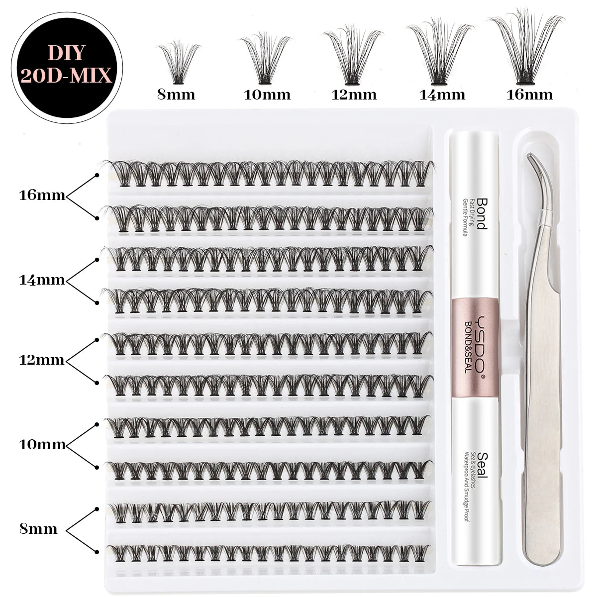 Fake Eyelashe Clusters Lash Bond and Seal Makeup Tools Mix DIY Lower Lashes Extension Kit Tweezers Waterproof False Lashes Set