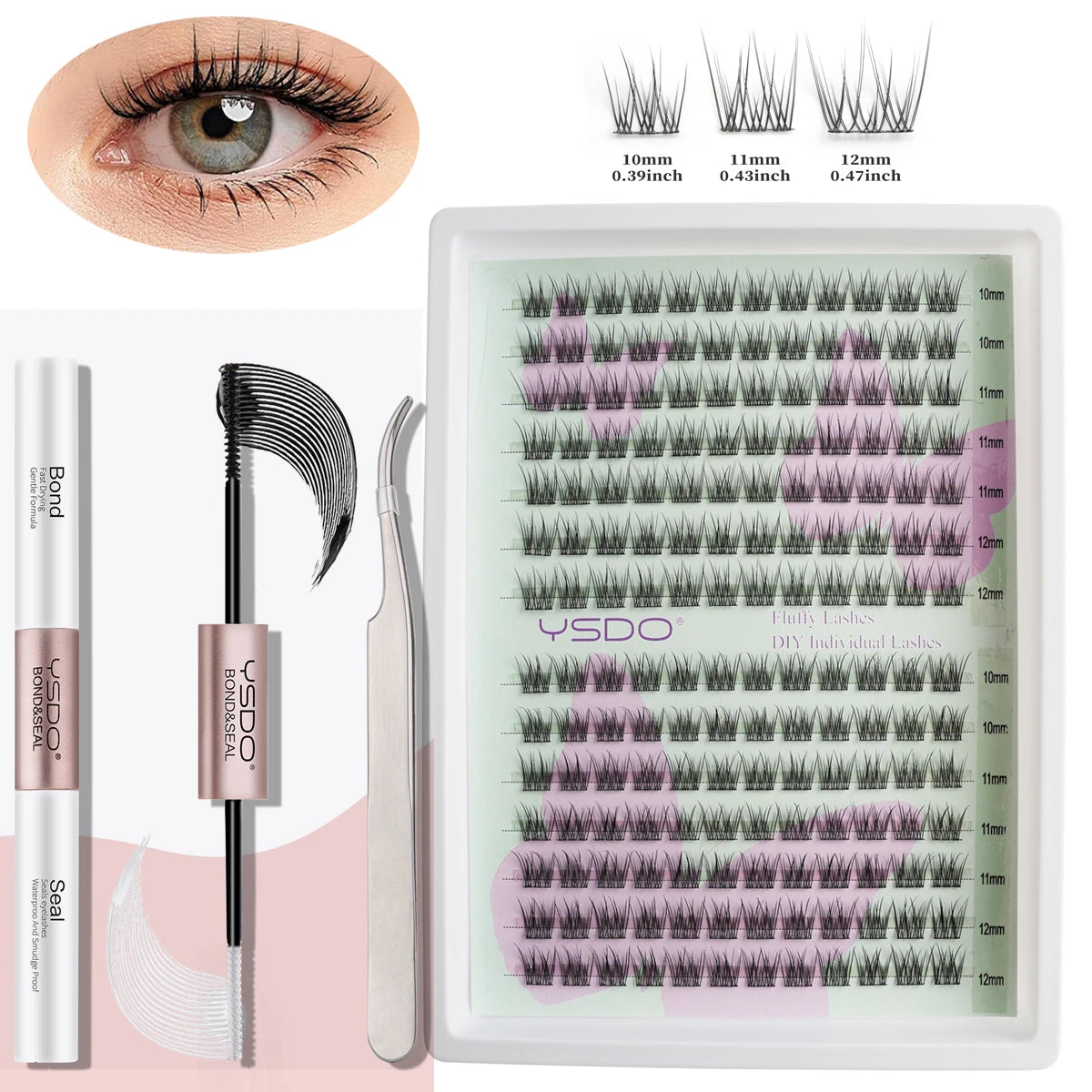 Fake Eyelashe Clusters Lash Bond and Seal Makeup Tools Mix DIY Lower Lashes Extension Kit Tweezers Waterproof False Lashes Set