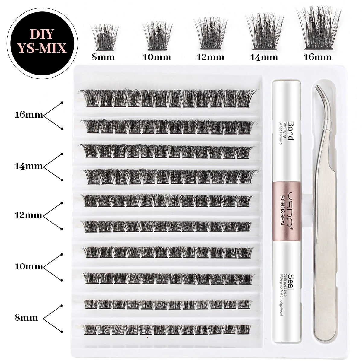 Fake Eyelashe Clusters Lash Bond and Seal Makeup Tools Mix DIY Lower Lashes Extension Kit Tweezers Waterproof False Lashes Set