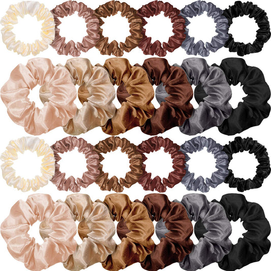 24 Pieces Satin Hair Scrunchies Bulk Silk Elastic Hair Bands Ropes Ponytail Holder for Women Girls Hair Accessories Decorations(Vintage Colors)